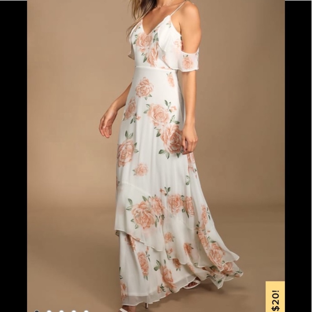 Lulus “take you there” ivory maxi dress